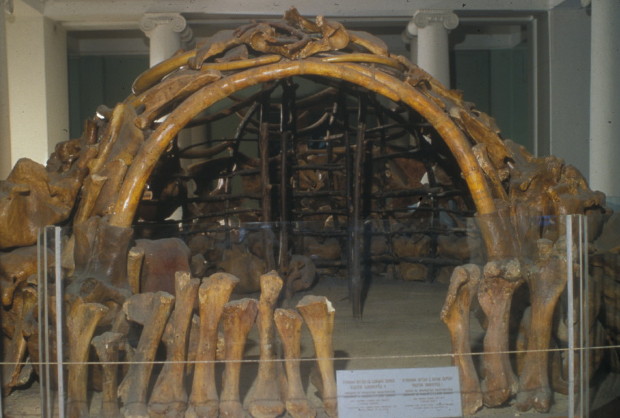 Image - A Paleolithic mammoth-bone dwelling (16,000 to 12,000 BC) in Mezhyrich, Kyiv oblast. 